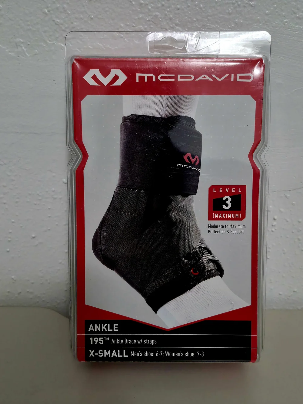 Level 3 Black Ankle Brace with Straps - X-Small
